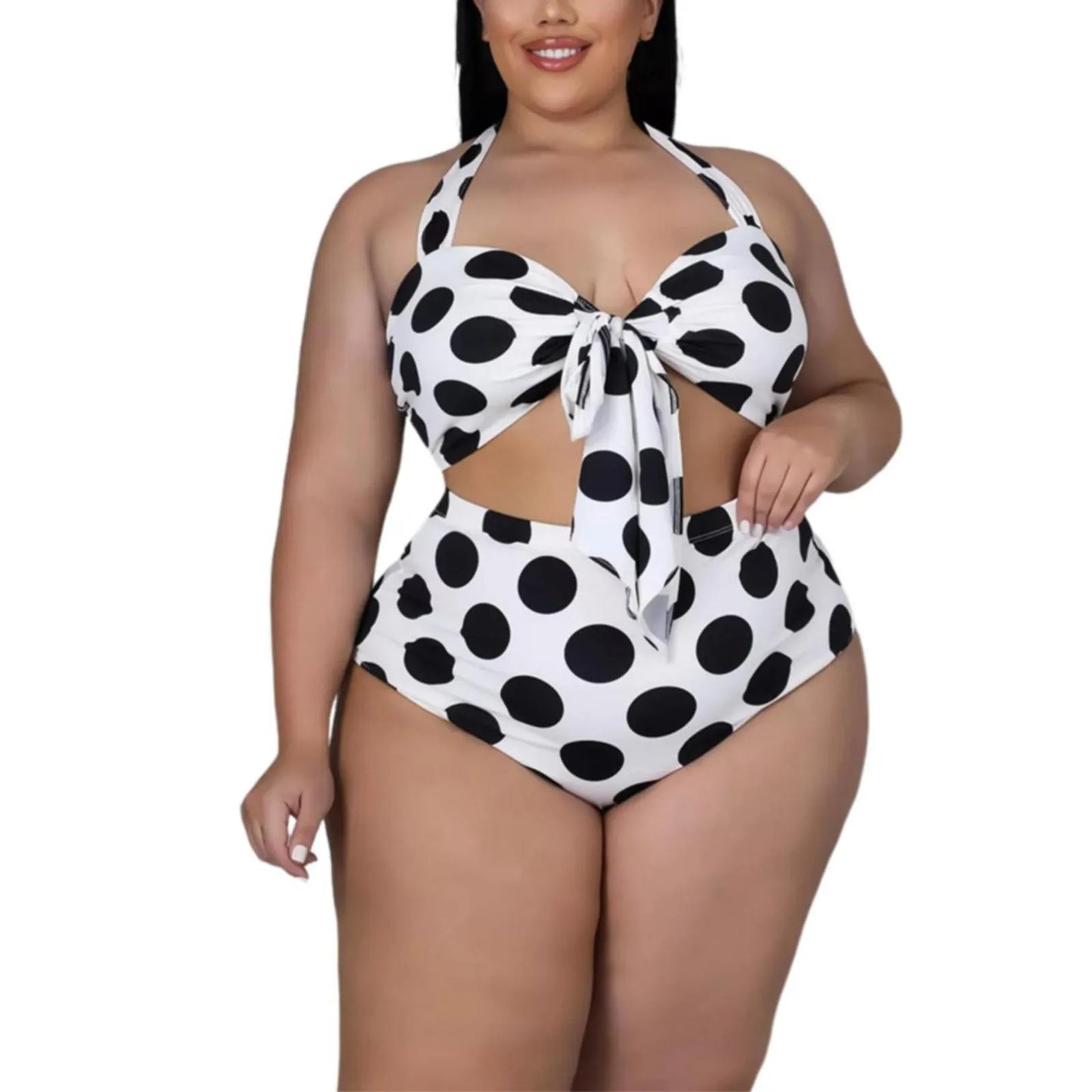 Polka Dot Print Halter Neck Bikini