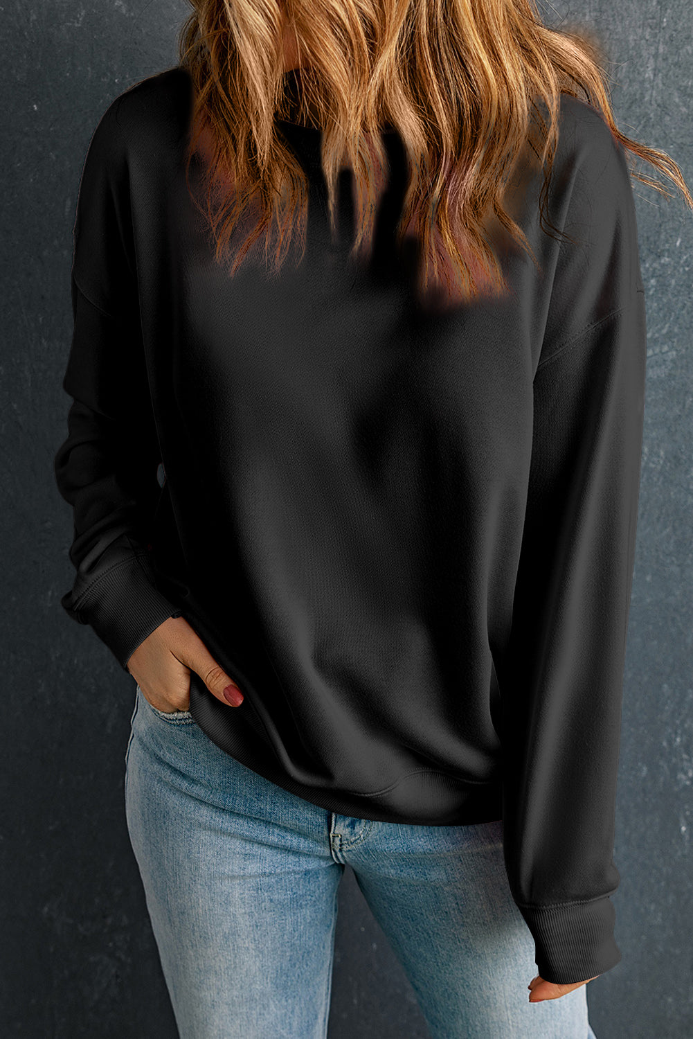 Orange Solid Classic Crewneck Pullover Sweatshirt