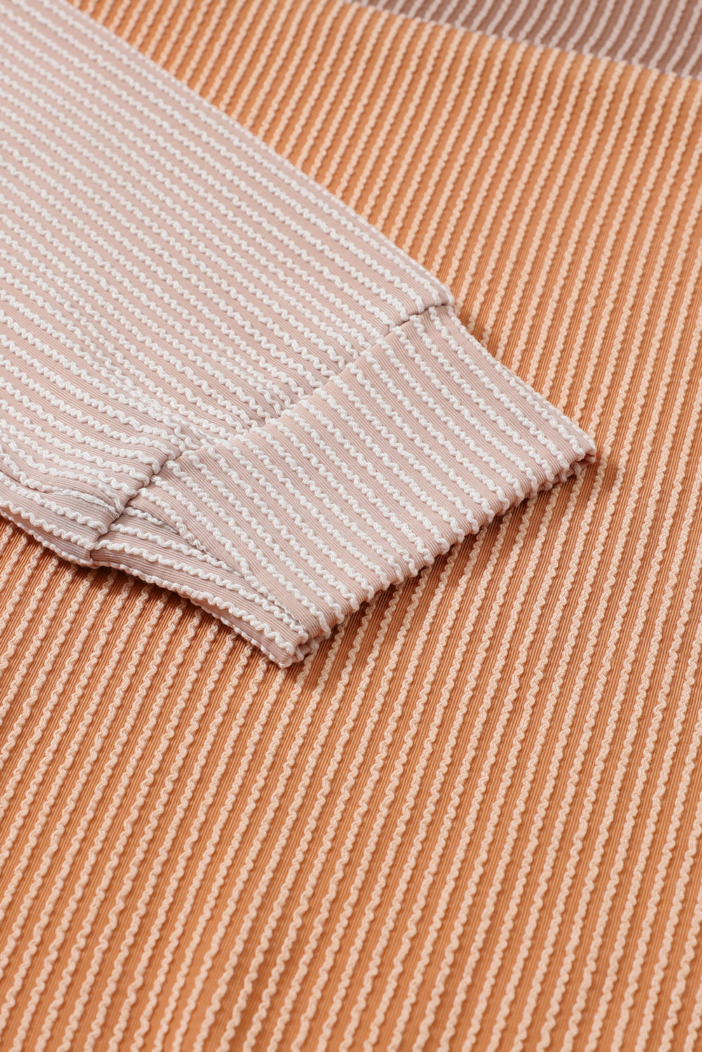 Color Block Ribbed Loose Long Sleeve Top