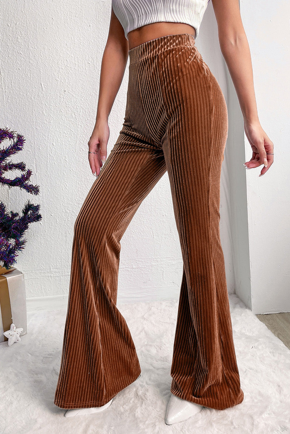 High Waist Flare Corduroy Pants