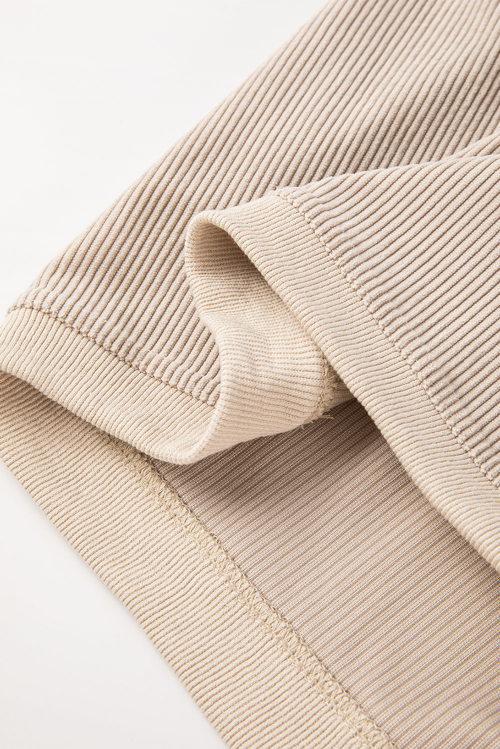 Orange Plain Drop Sleeve Rib-Knit Oversized Sweatshirt