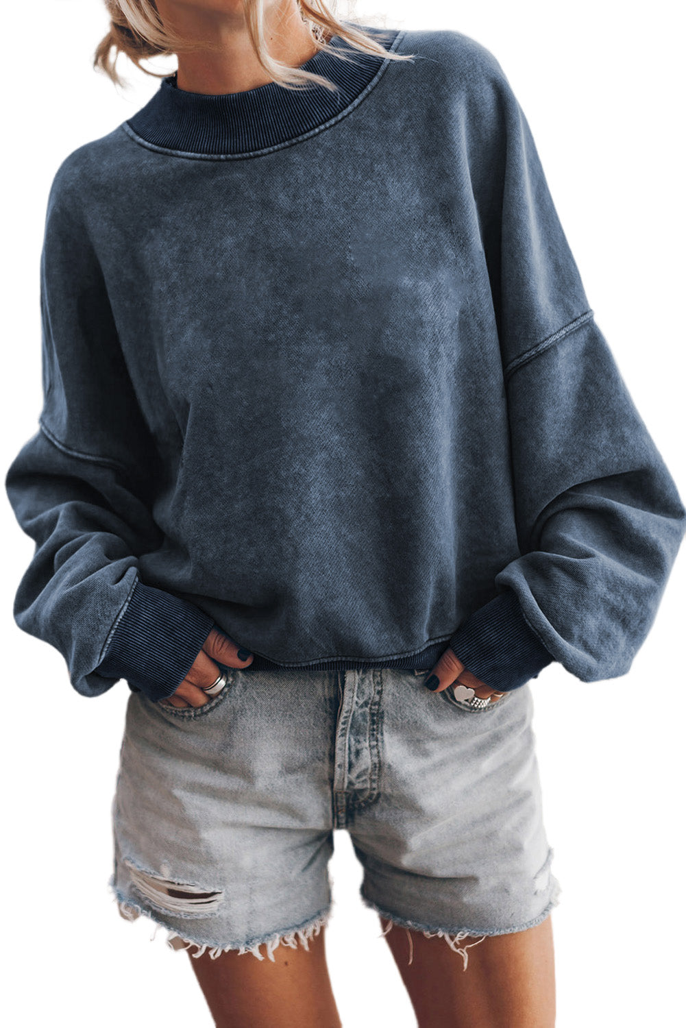 Drop Shoulder Crew Neck Pullover Sweatshirt