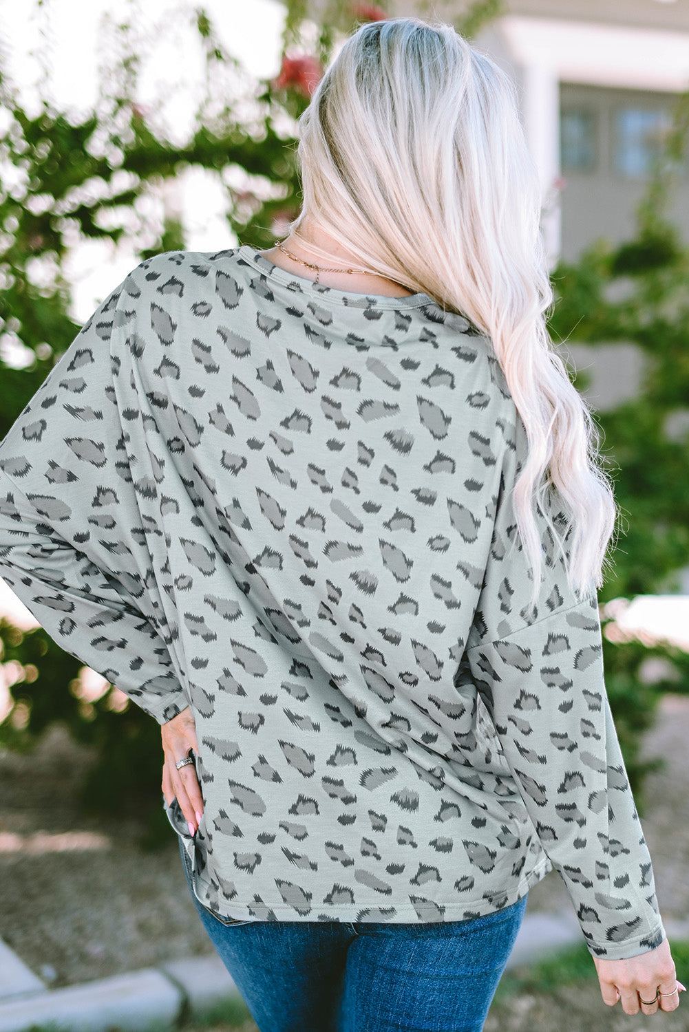 Animal Print Loose Long Sleeve Top