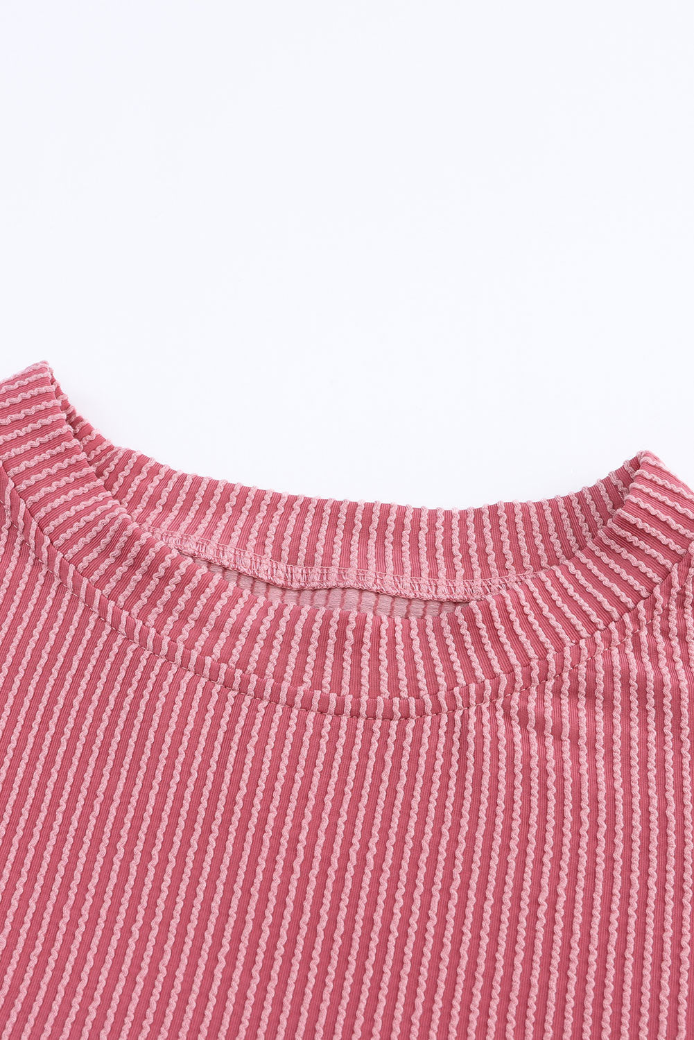 Color Block Ribbed Loose Long Sleeve Top
