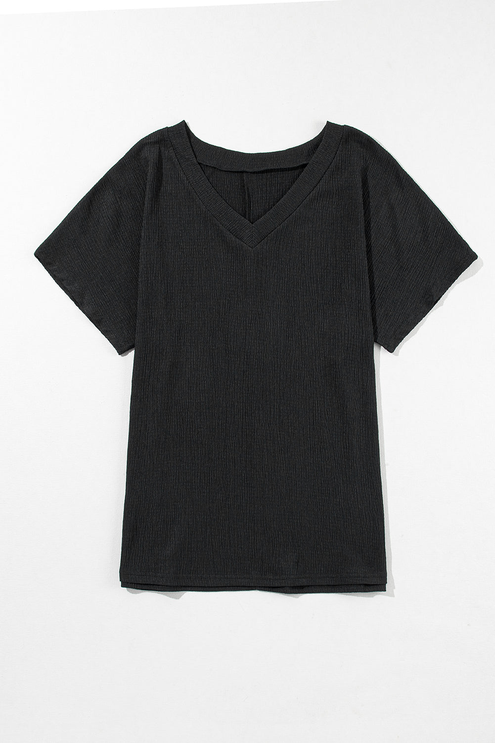 Bright Pink Crinkled V Neck Wide Sleeve T-shirt