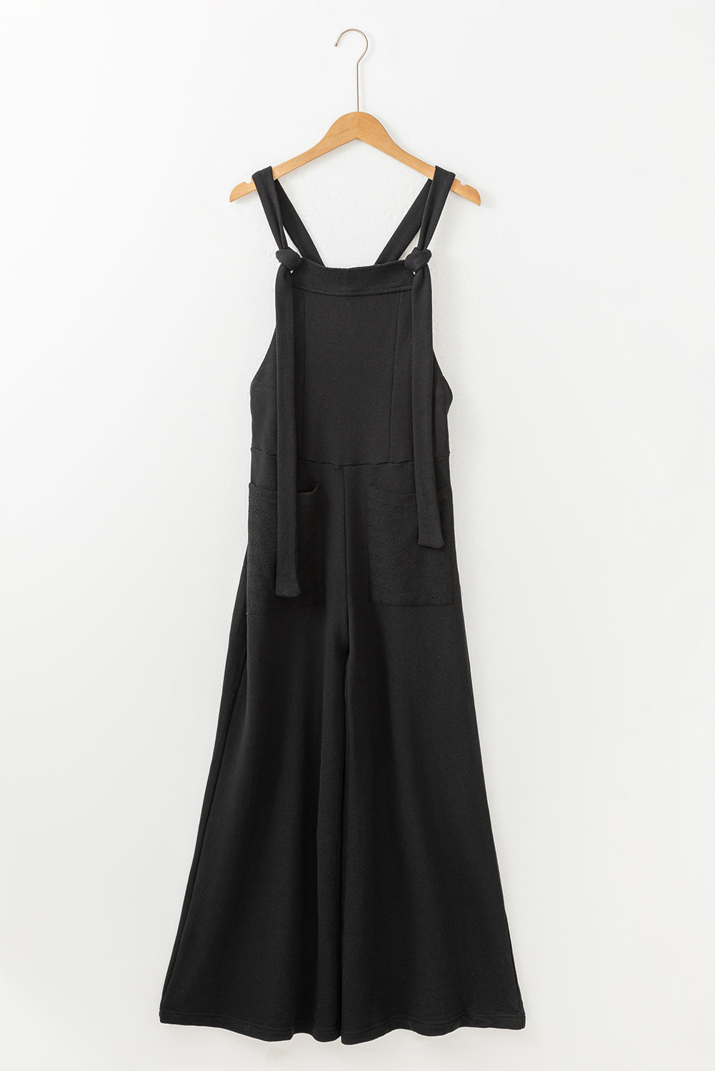 Knotted Straps Patch Pocket Wide Leg Jumpsuit