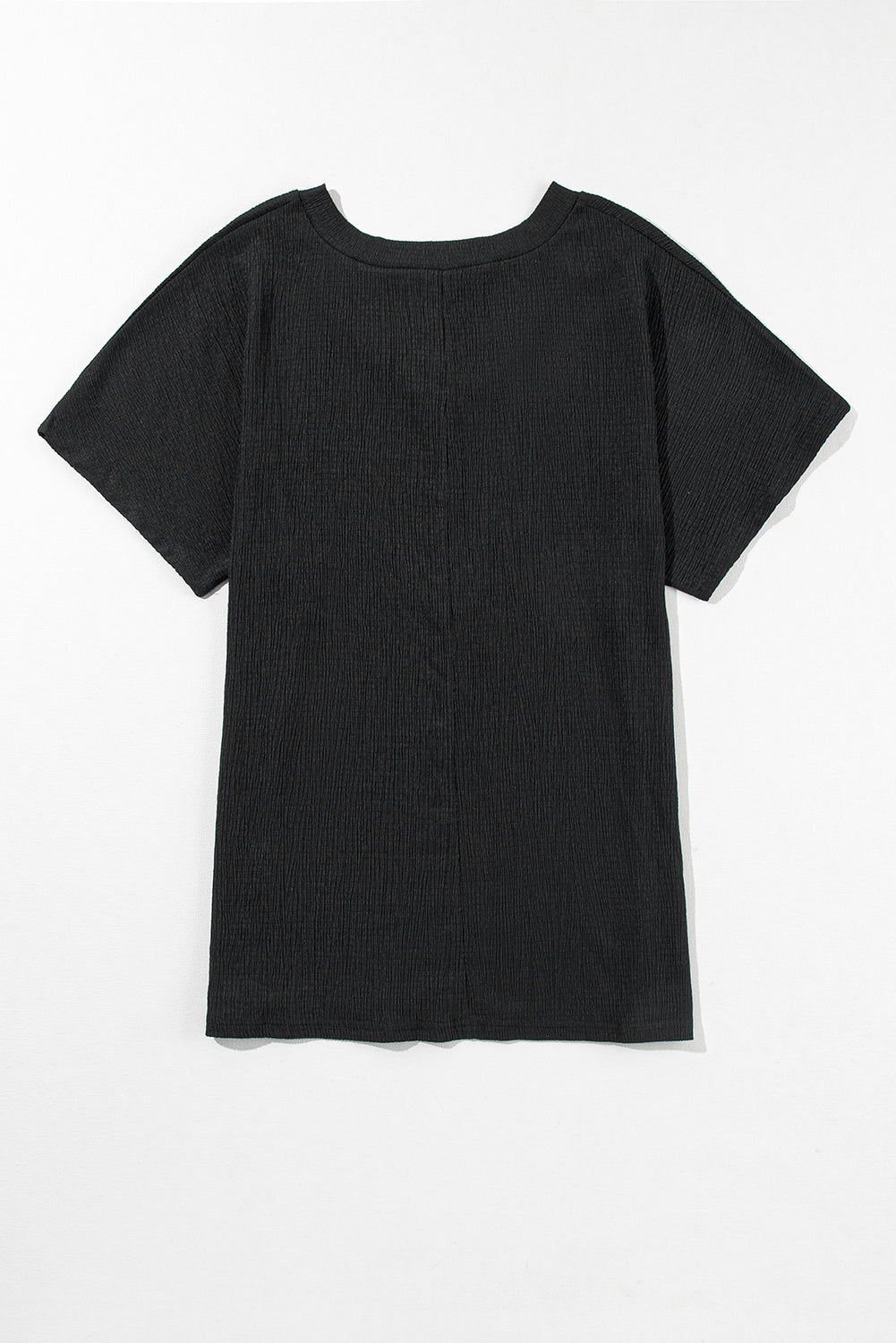 Bright Pink Crinkled V Neck Wide Sleeve T-shirt
