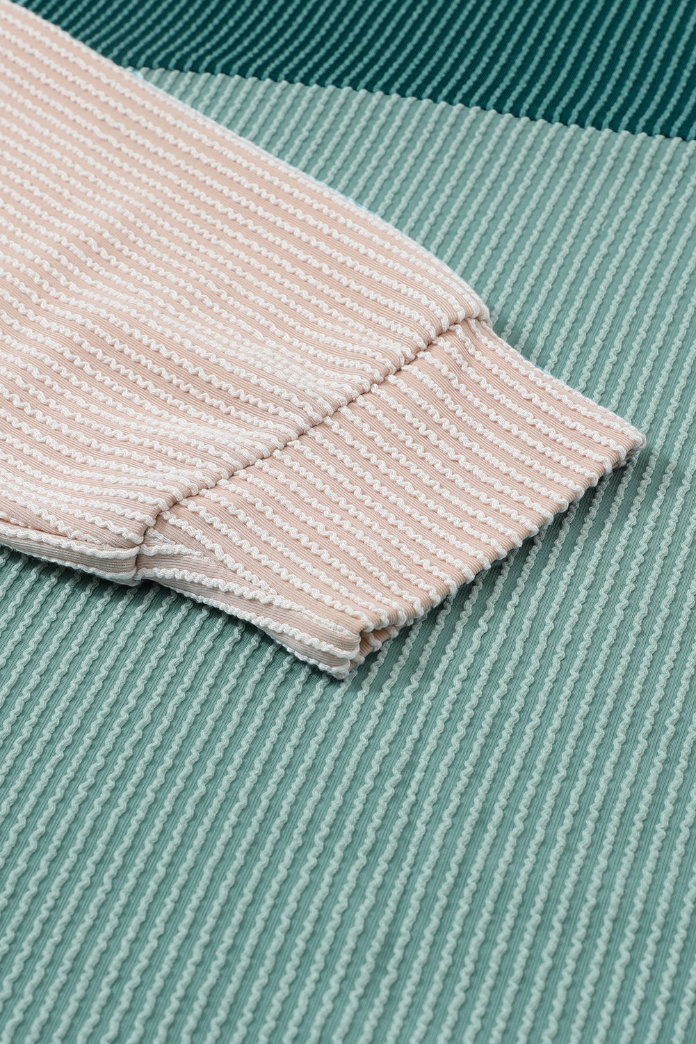 Color Block Ribbed Loose Long Sleeve Top