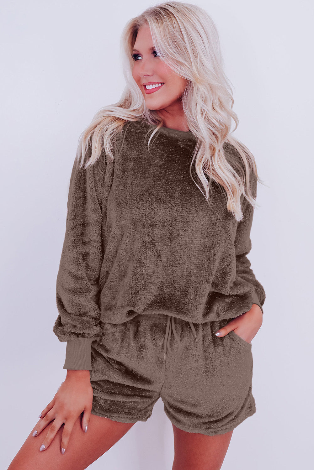 Teddy Bear Feel Two-Piece Fleece Lounge Set