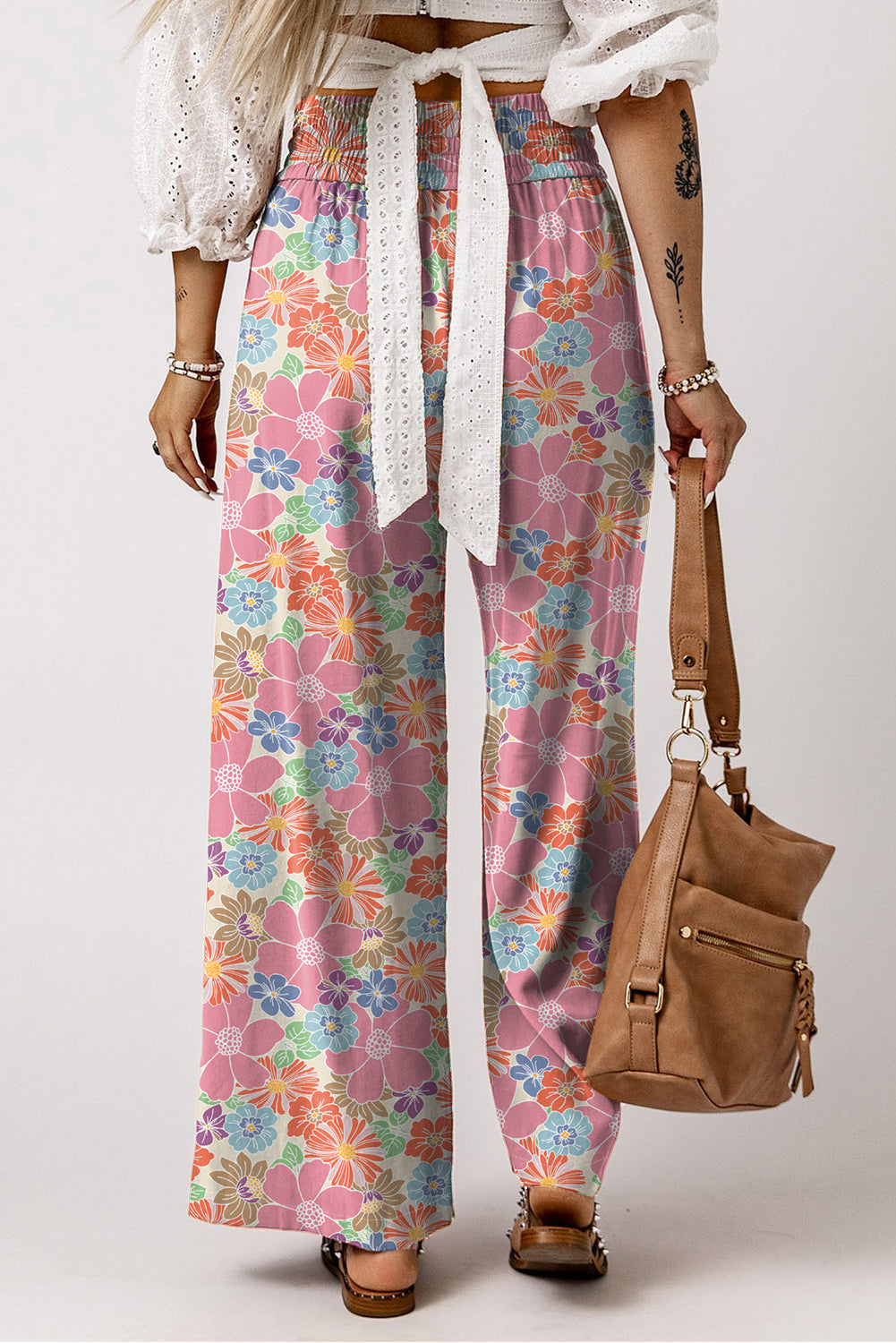 Stand Out! Floral Smocked Waist Loose Pants