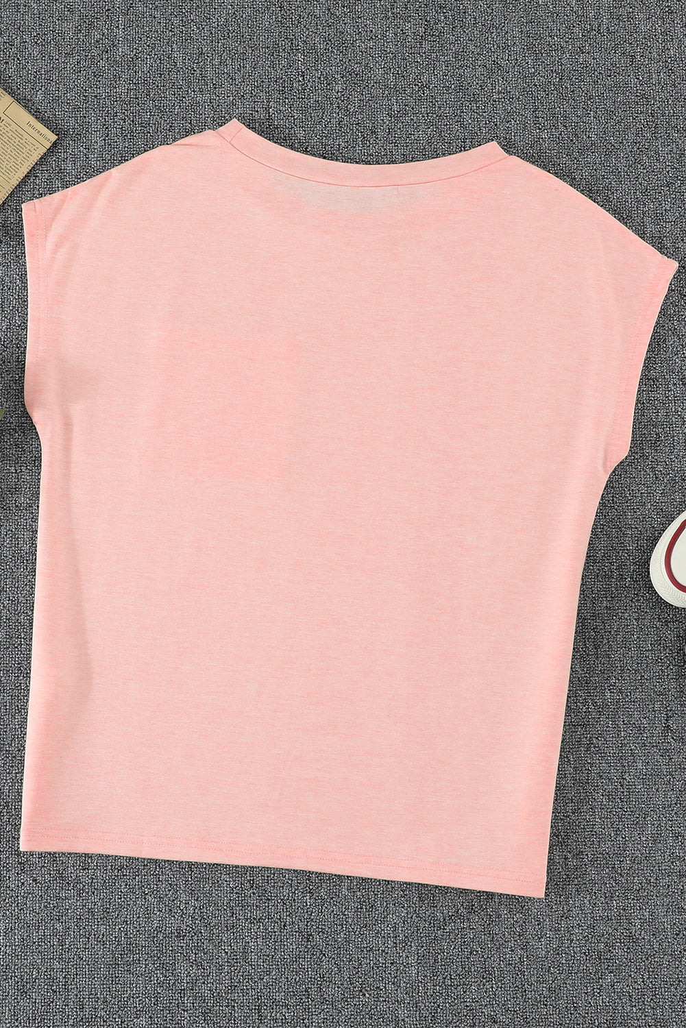 Solid Color Short Sleeve Basic T Shirt with Patch Pocket