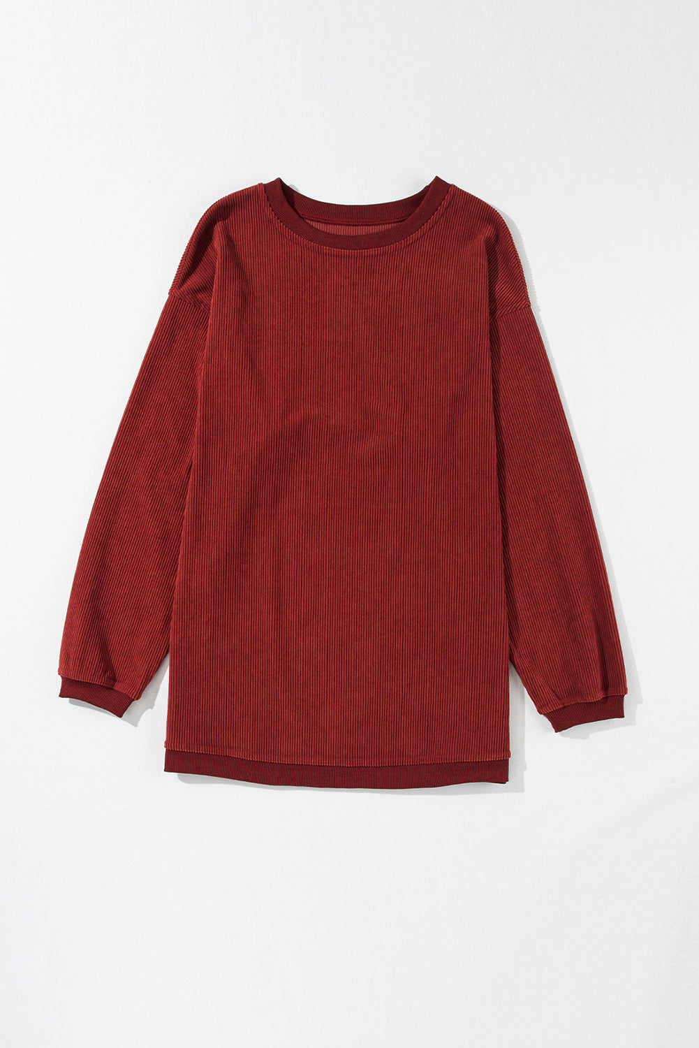 Strawberry Pink Ribbed Corded Oversized Sweatshirt