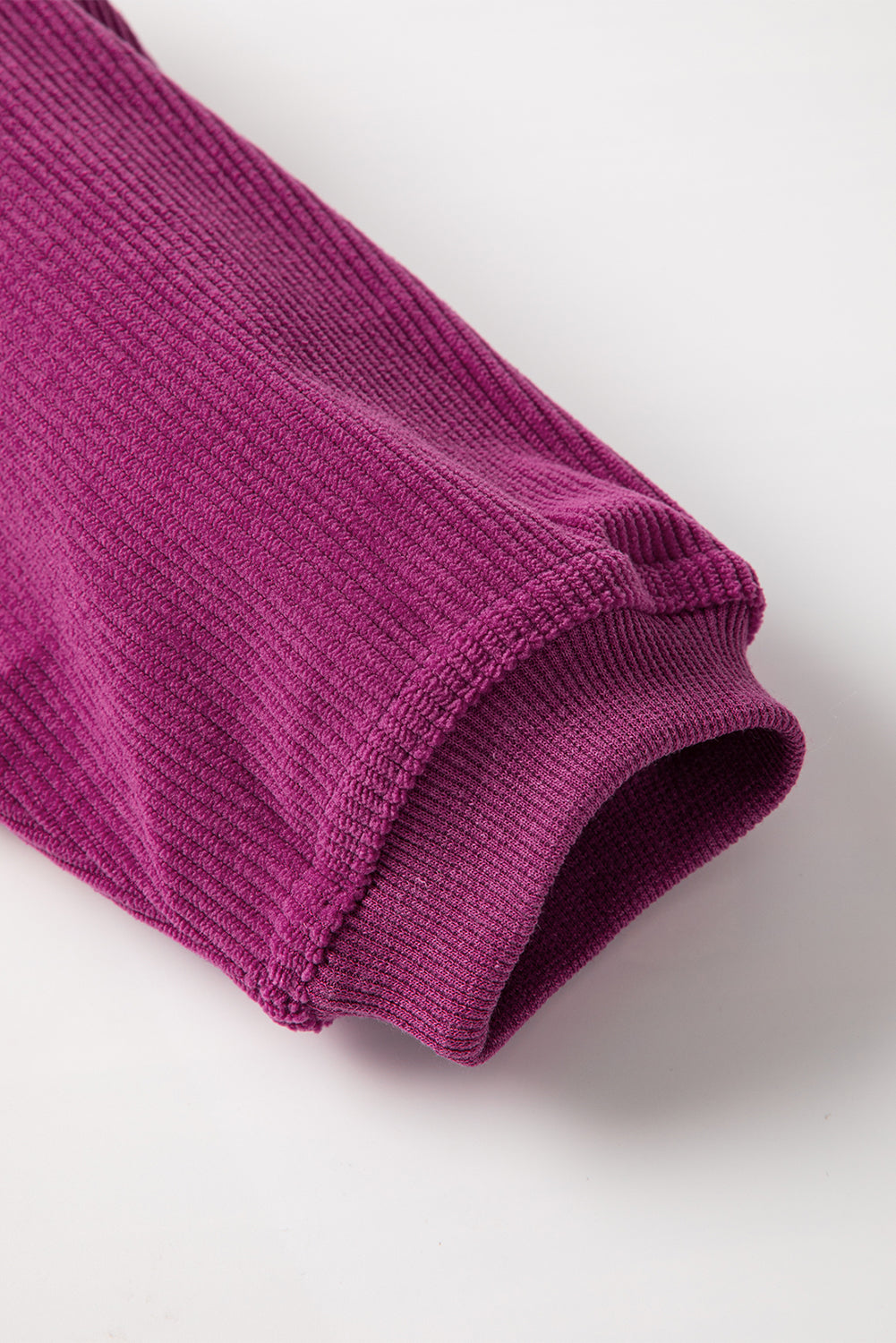 Orange Plain Drop Sleeve Rib-Knit Oversized Sweatshirt