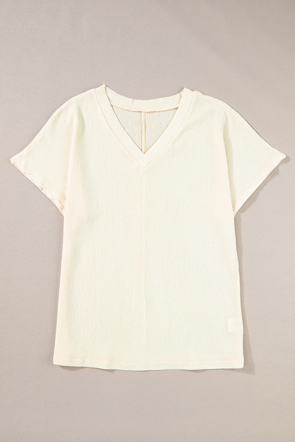 Bright Pink Crinkled V Neck Wide Sleeve T-shirt