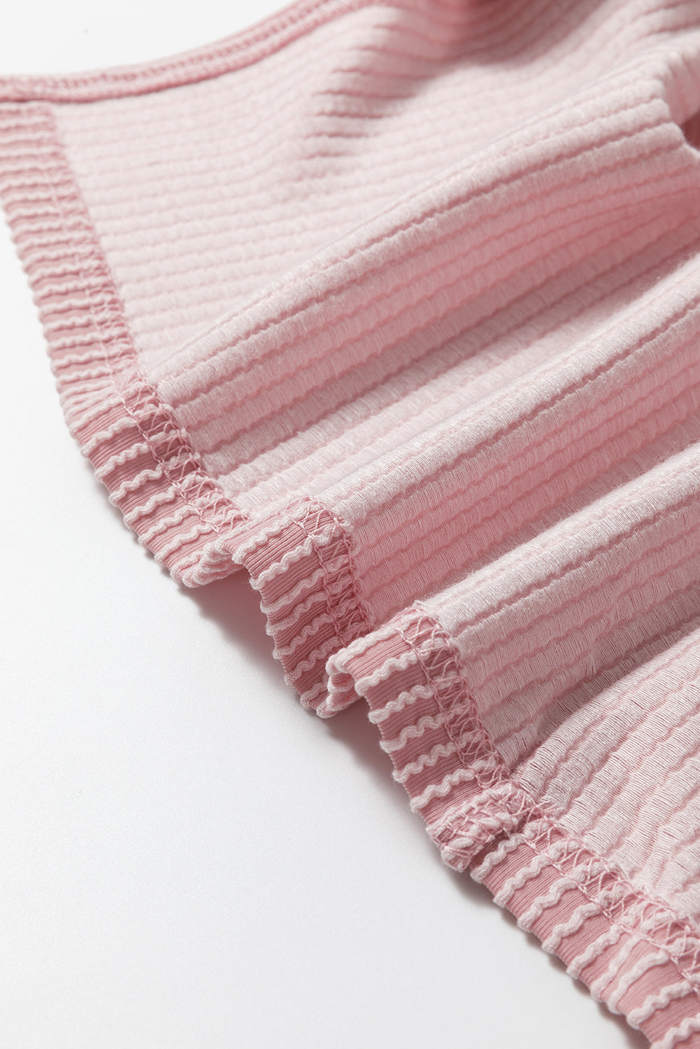 Apricot Pink Textured Colorblock Crew Neck T Shirt