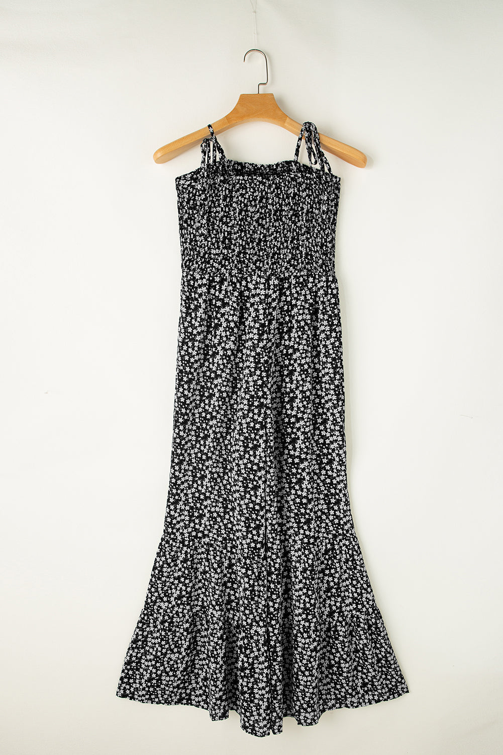 Smocked Bodice Wide Leg Floral Jumpsuit