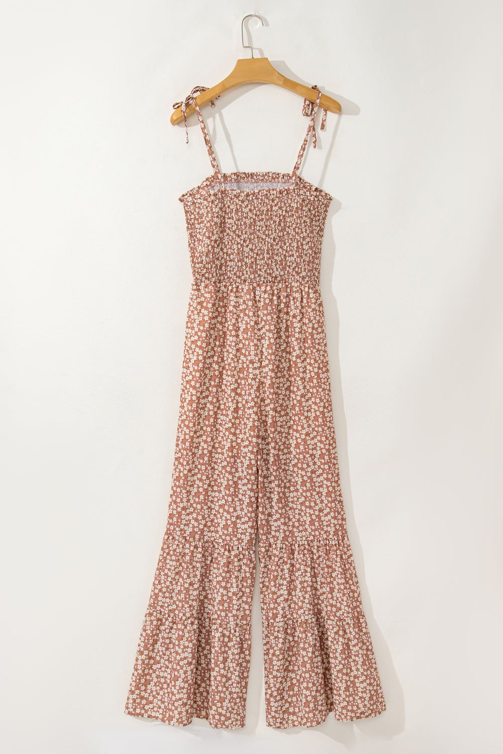 Smocked Bodice Wide Leg Floral Jumpsuit