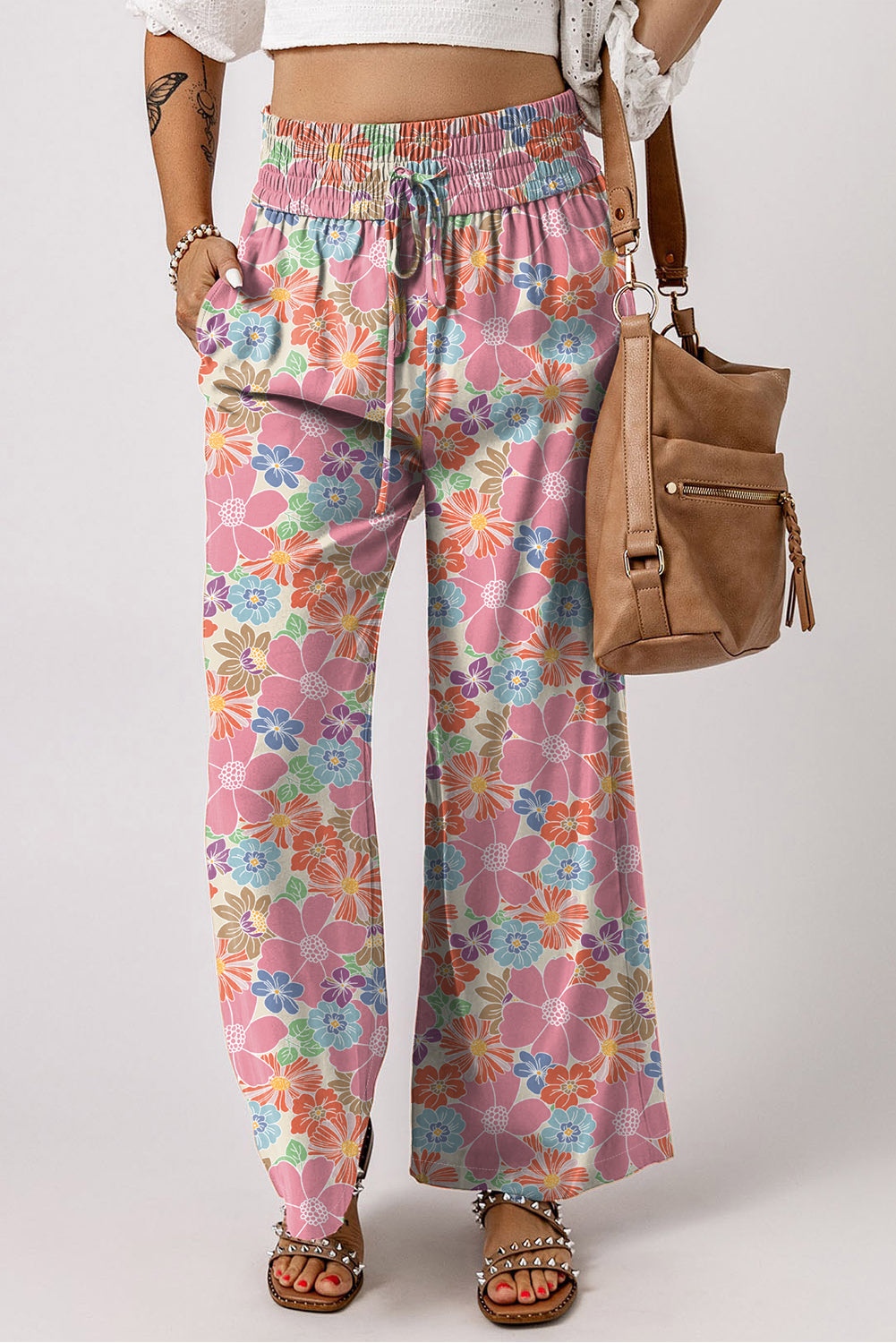 Stand Out! Floral Smocked Waist Loose Pants