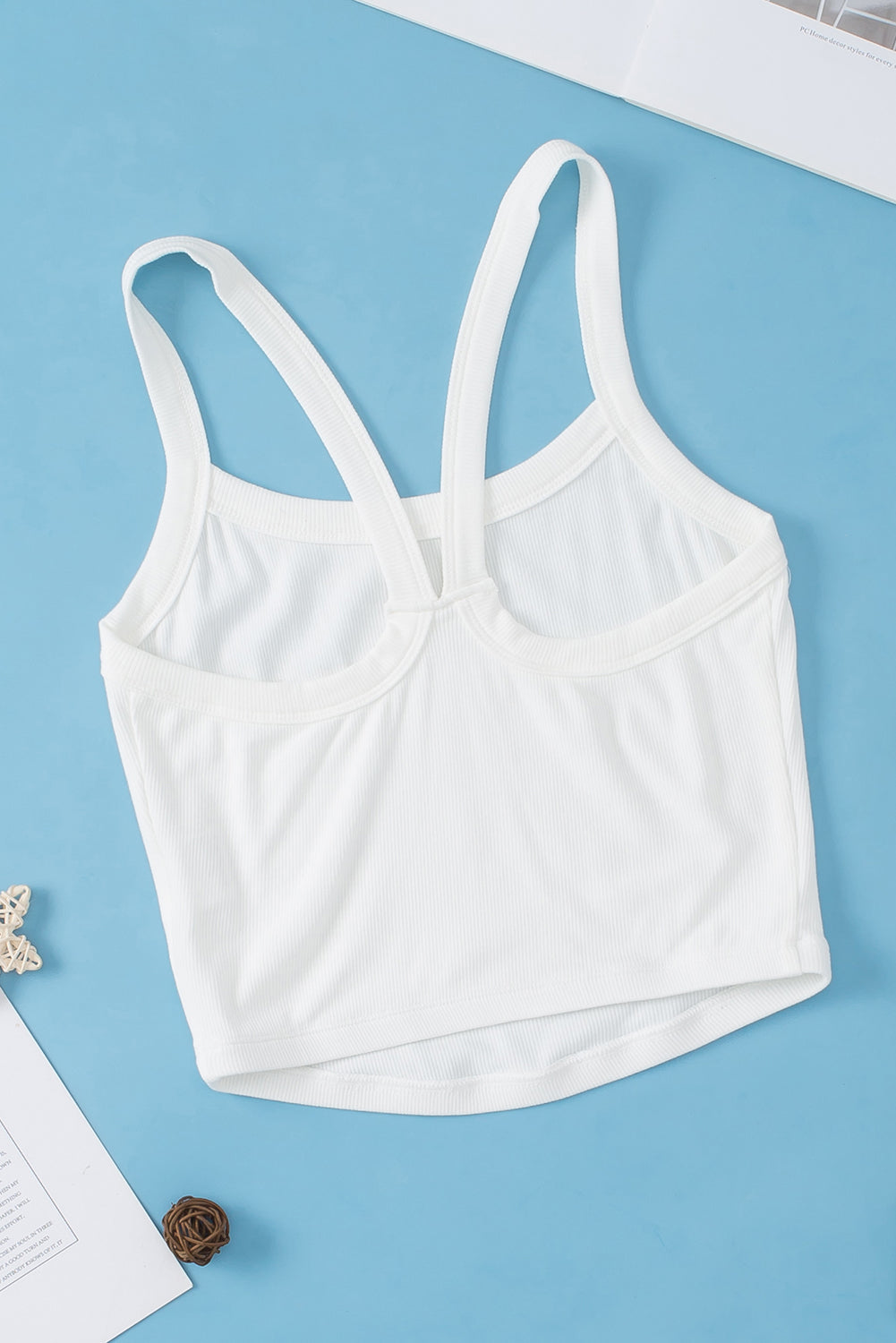 Bonbon Athletic Ribbed Cropped Cami Top