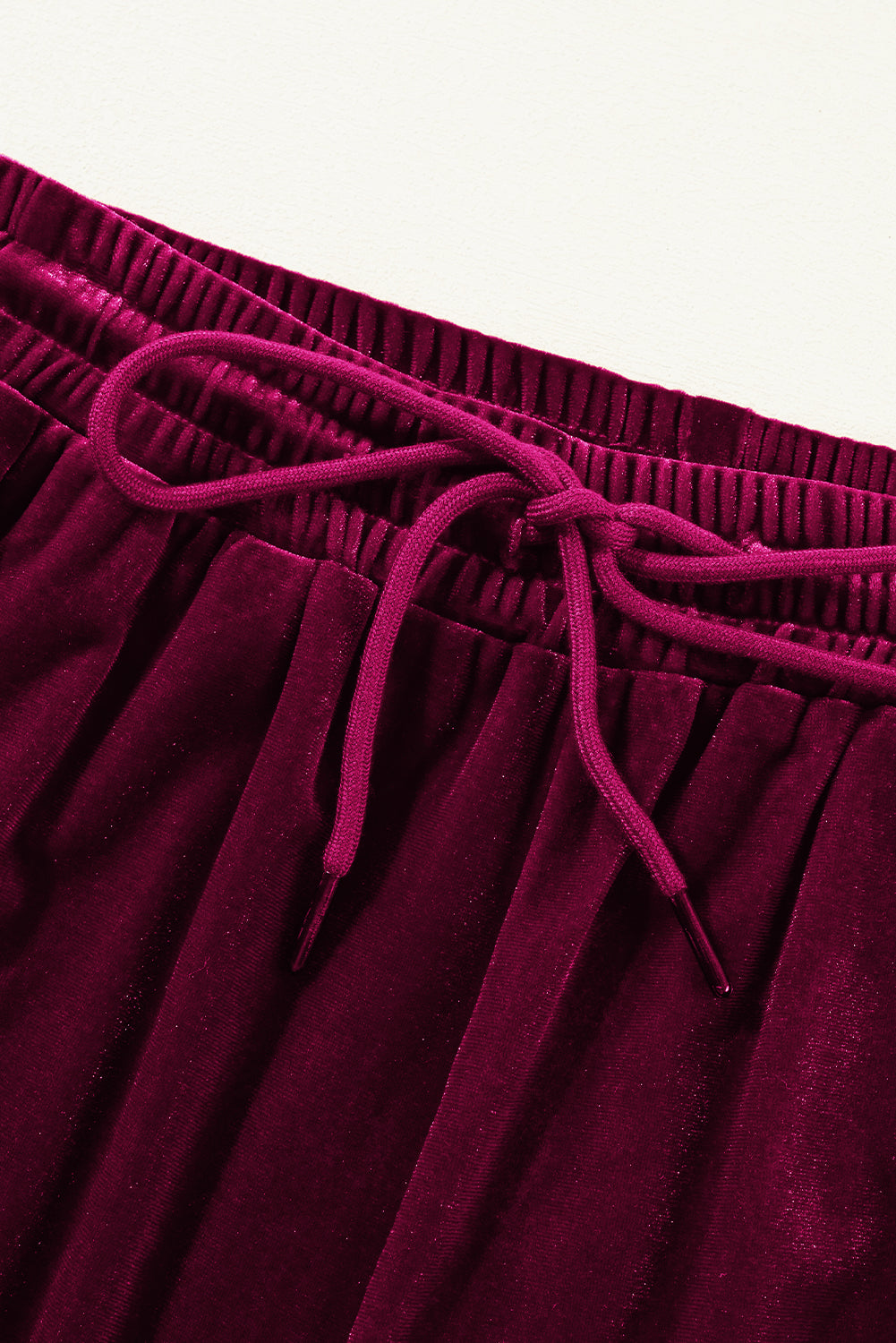 Velvet Drawstring Waist Wide Leg Pants