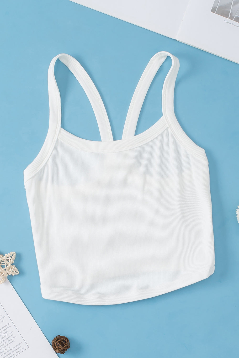 Bonbon Athletic Ribbed Cropped Cami Top