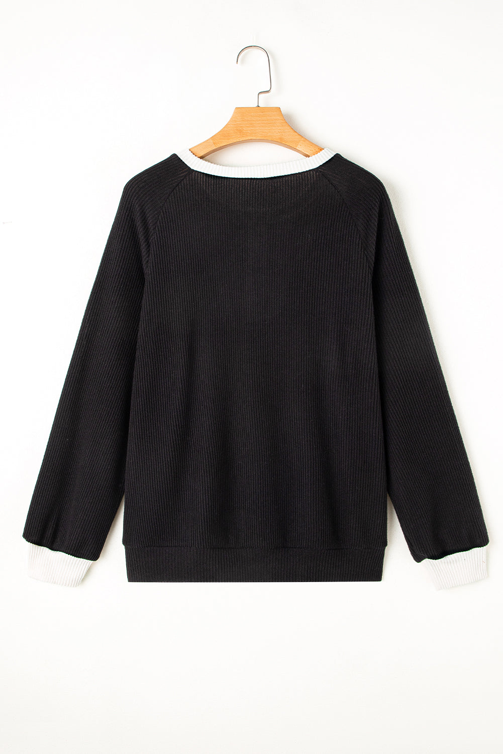 Jet Stream Contrast Ribbed Loose Fit Henley Top