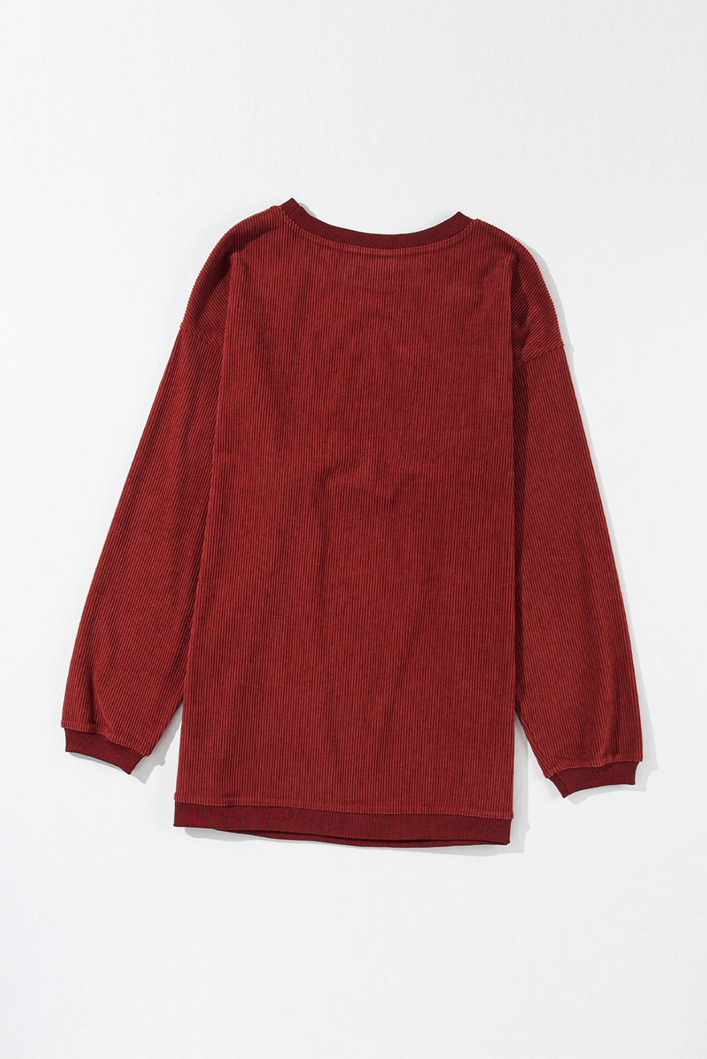 Strawberry Pink Ribbed Corded Oversized Sweatshirt