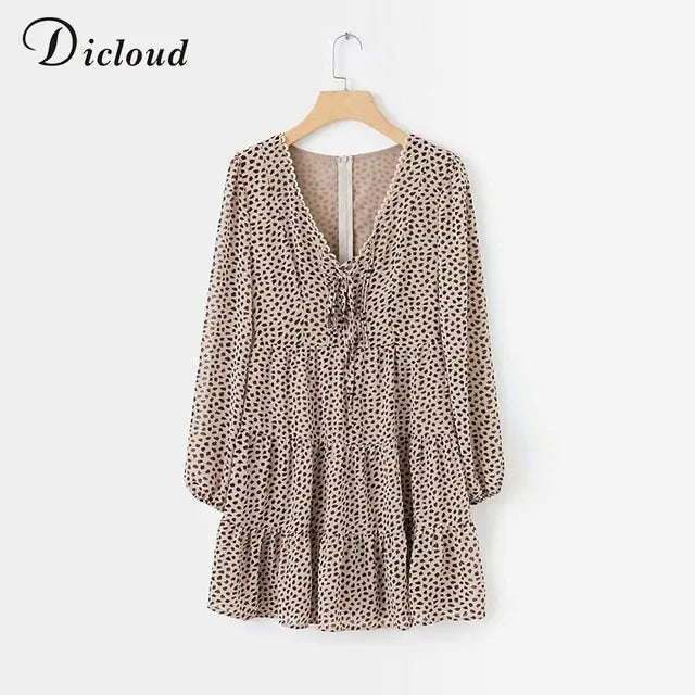 Leopard V Neck Dresses