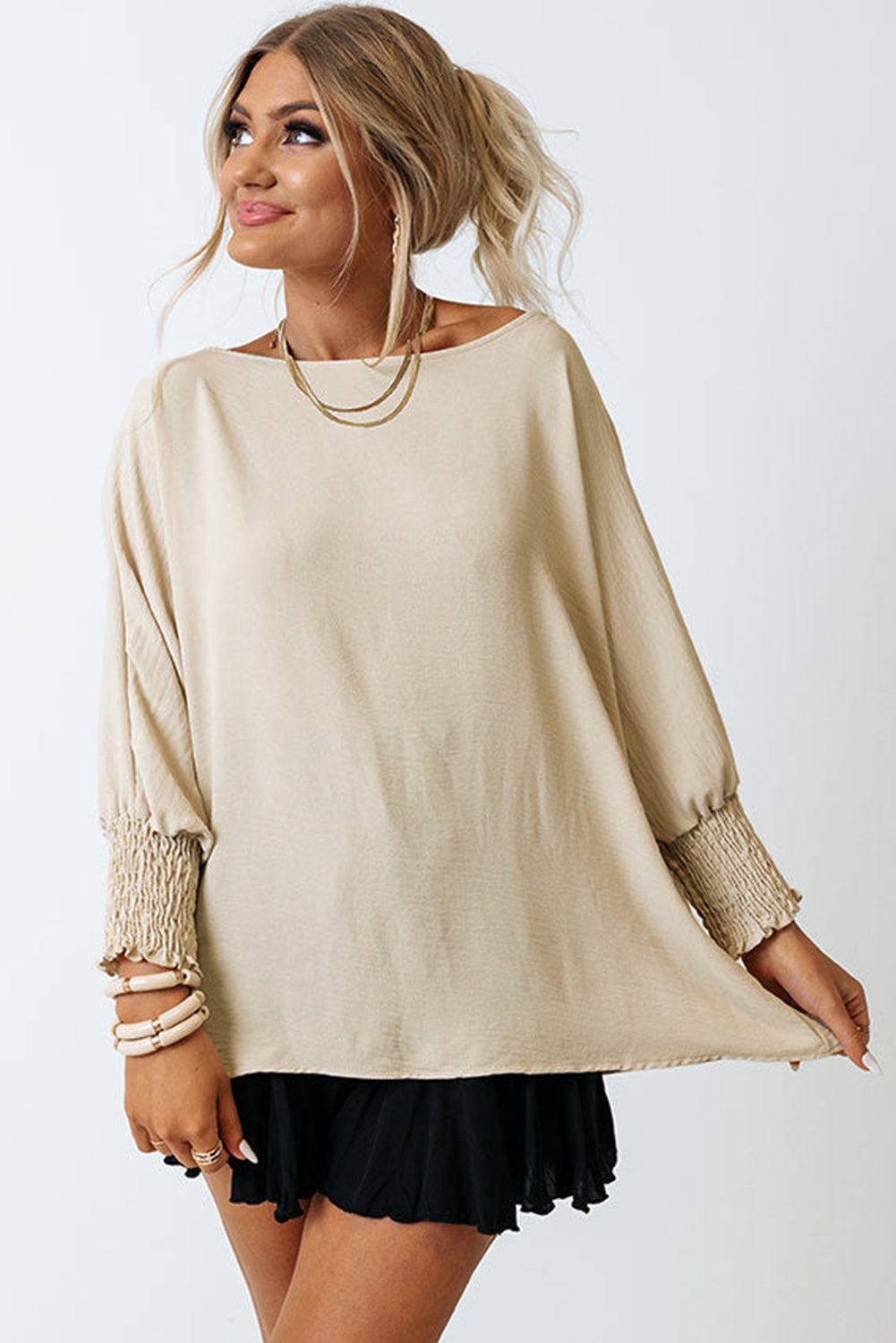 Batwing Sleeve Business Casual Blouse