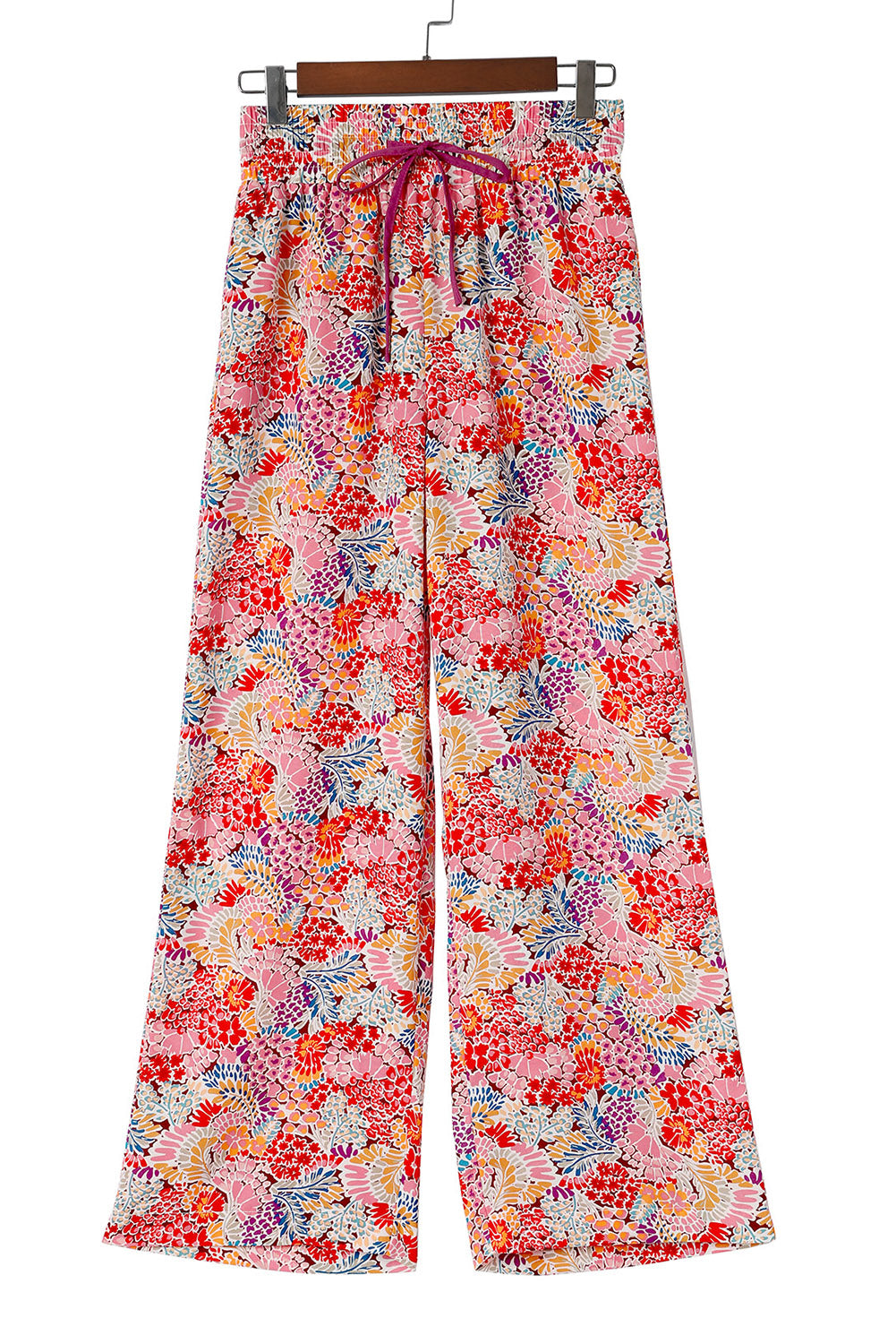 Gorgeous Floral Print Drawstring Smocked High Waist Pants