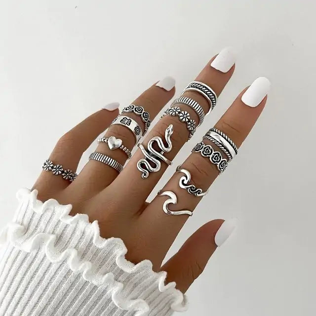 Retro Boho Rings Set