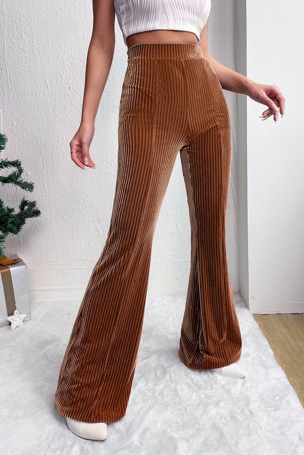 High Waist Flare Corduroy Pants