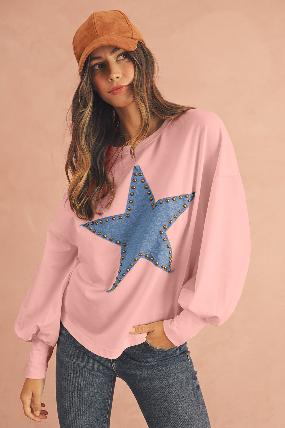 Studded Star Graphic Oversized Top