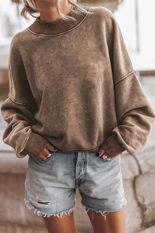 Drop Shoulder Crew Neck Pullover Sweatshirt