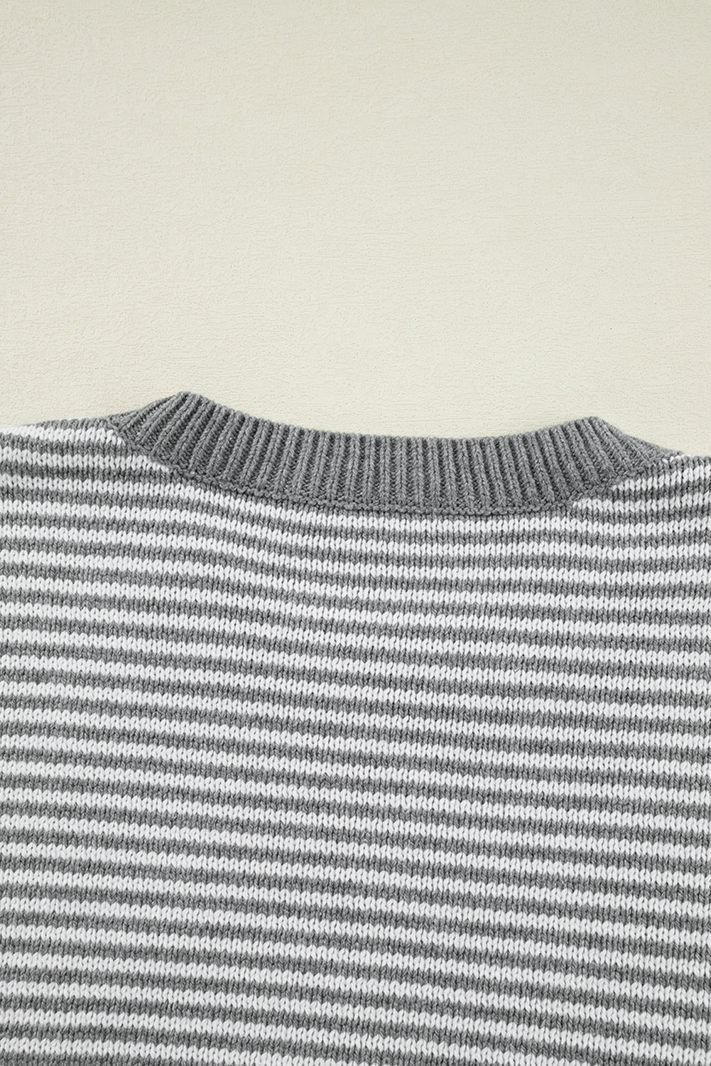 Striped Textured Drop Shoulder Sweater