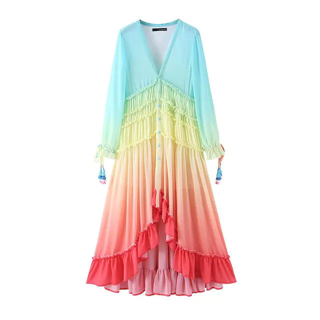 Gradient Fade Summer Bohemian Dress