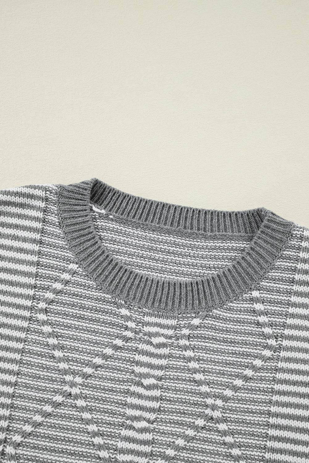 Striped Textured Drop Shoulder Sweater