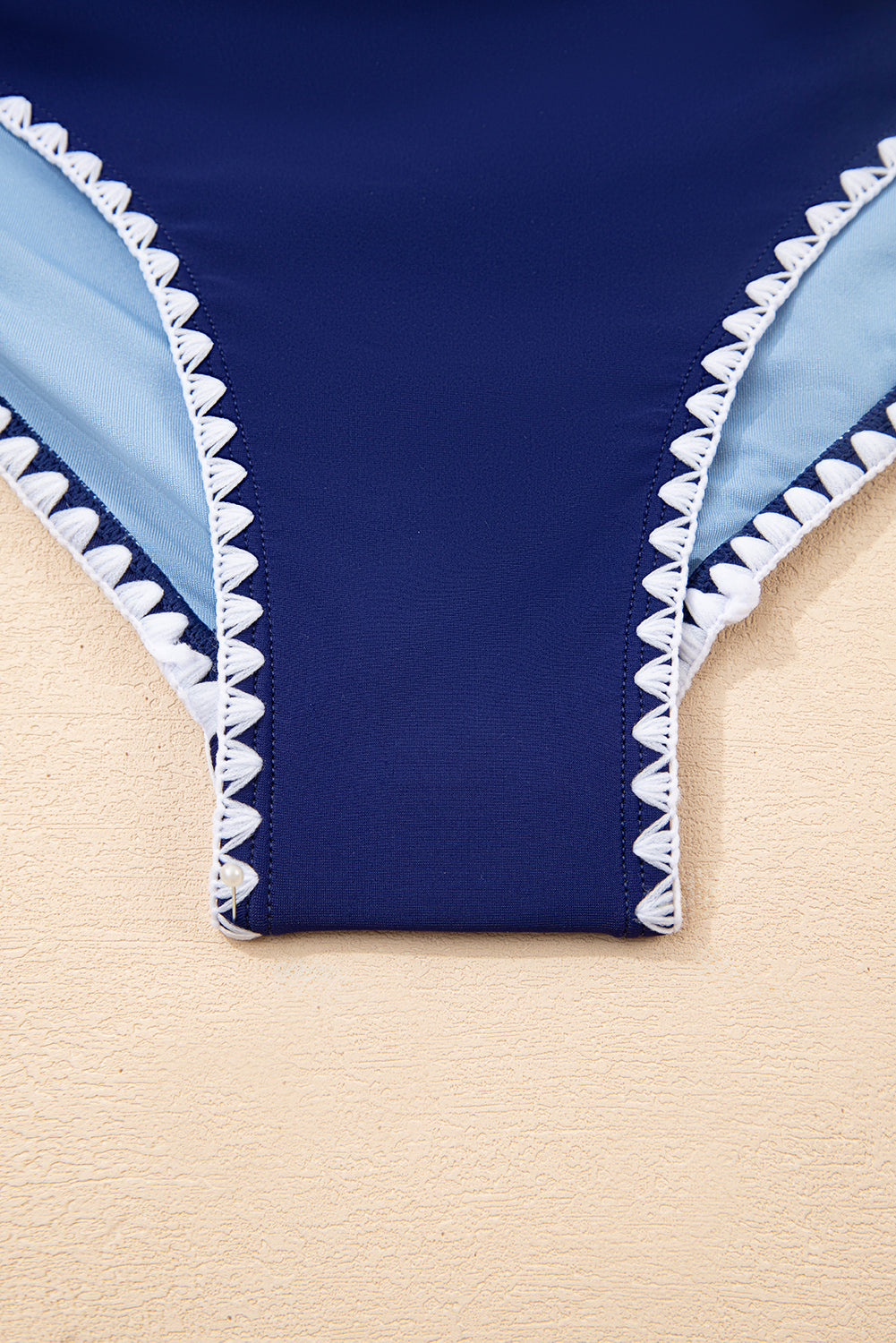 Ric Rac Trim Contrasted Patchwork Cutout One Piece Swimsuit