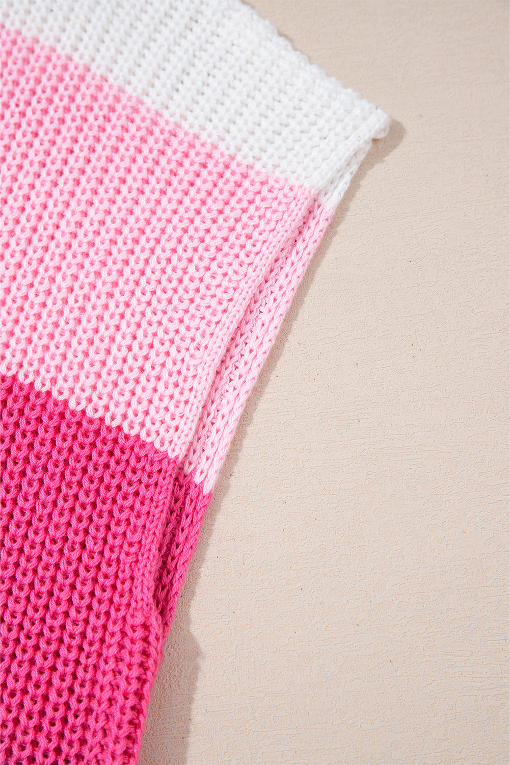 Pink Color Block Notch V Neck T Shirt