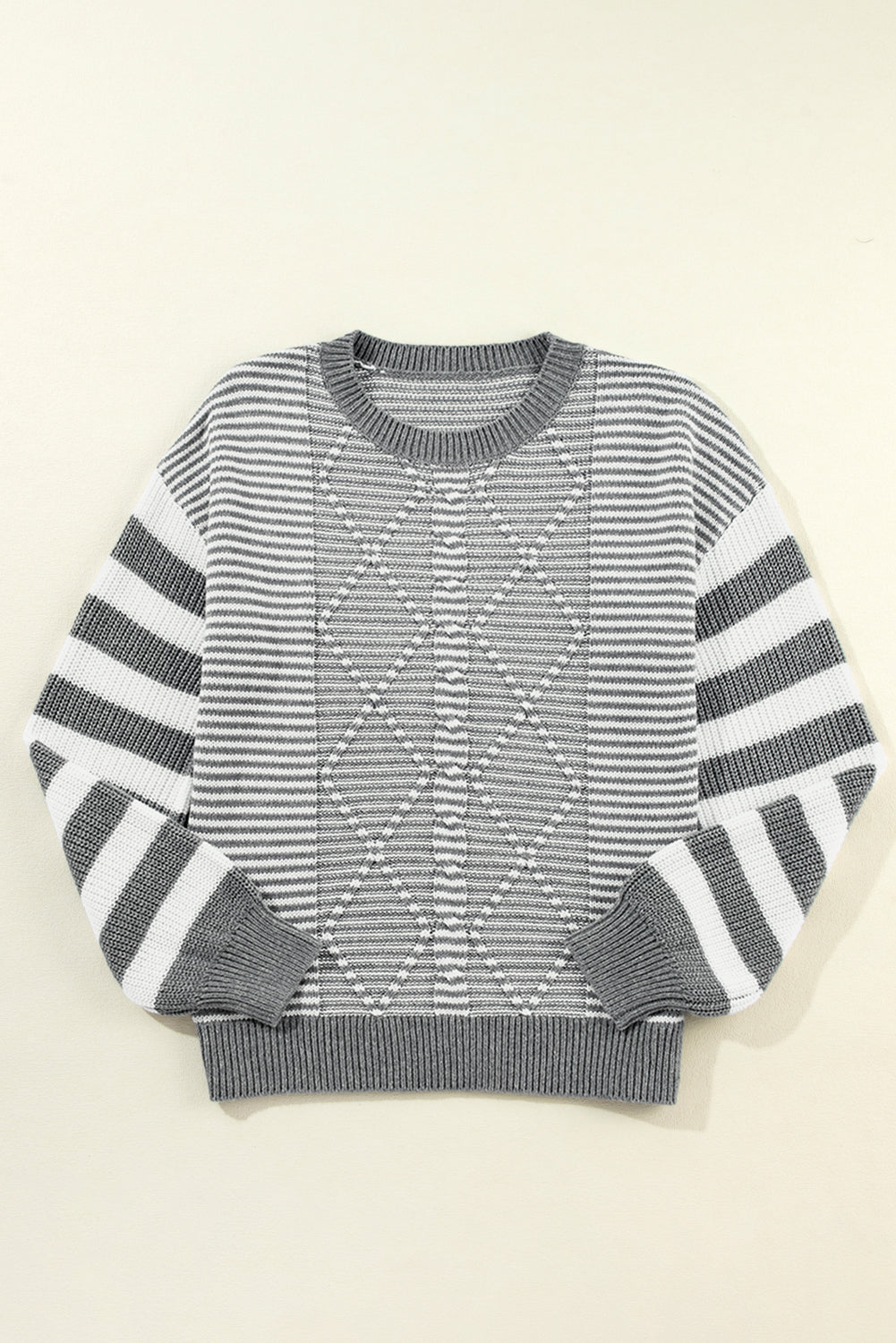 Striped Textured Drop Shoulder Sweater