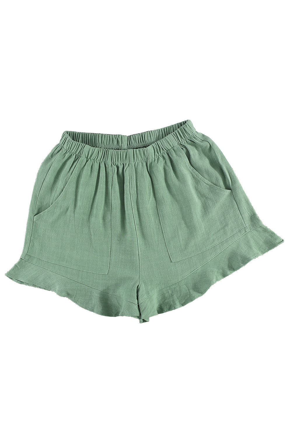 High Waist Pocketed Ruffle Shorts