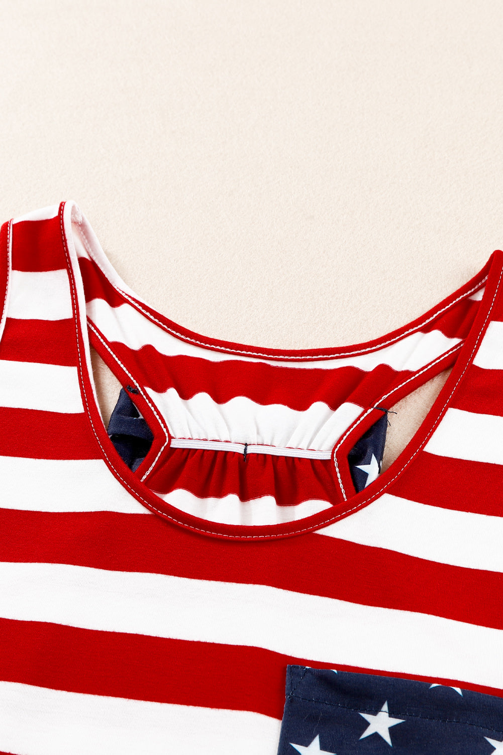 Red and White Stripes Sleeveless Racerback Tank