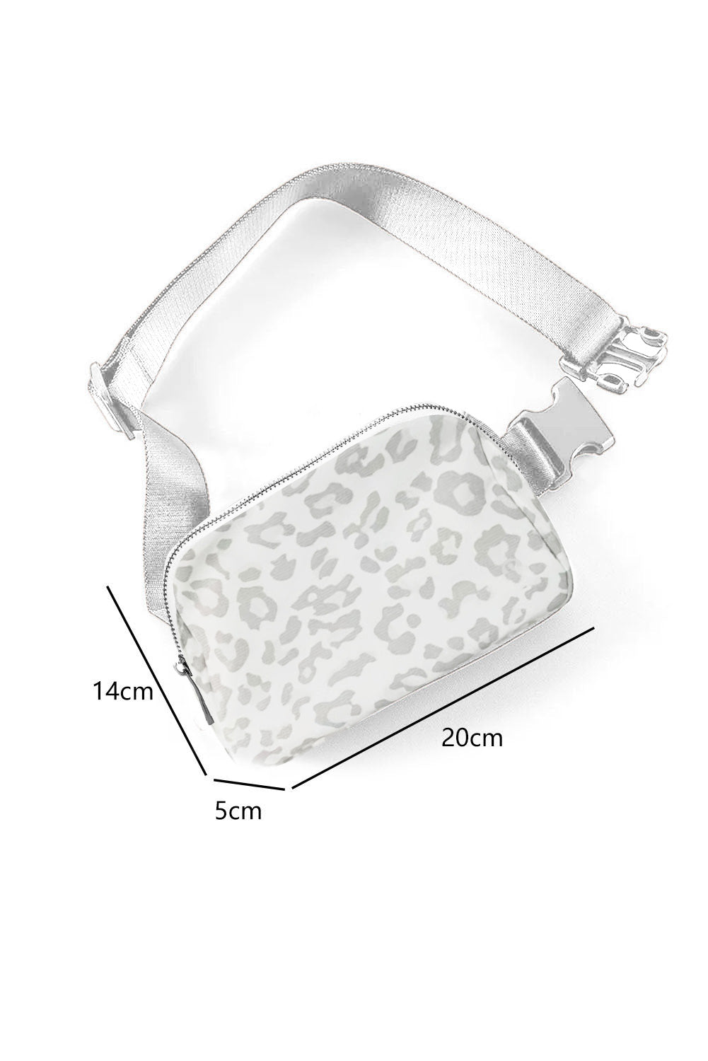 White Leopard Print Buckle Canvas Chest Bag 20*5*14cm