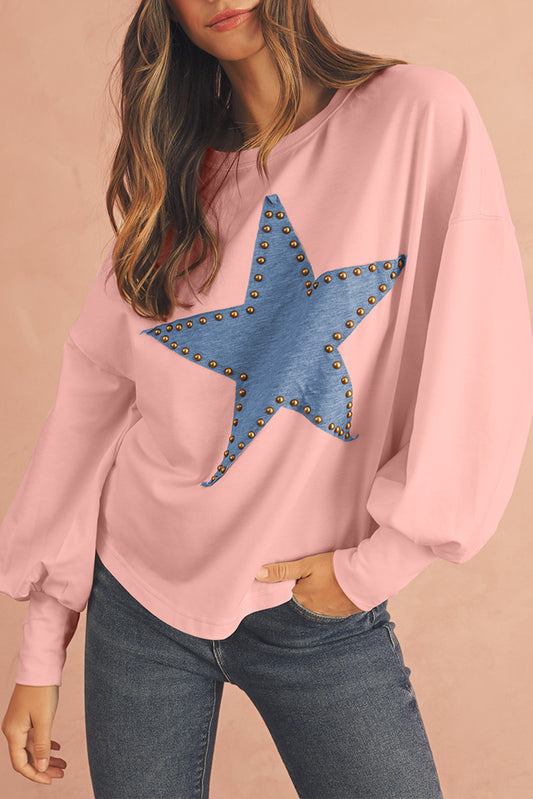 Studded Star Graphic Oversized Top