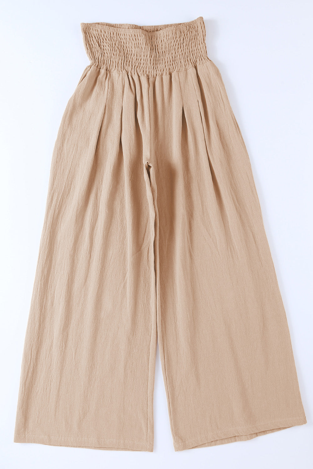 Smocked Wide Waistband High Waist Wide Leg Pants