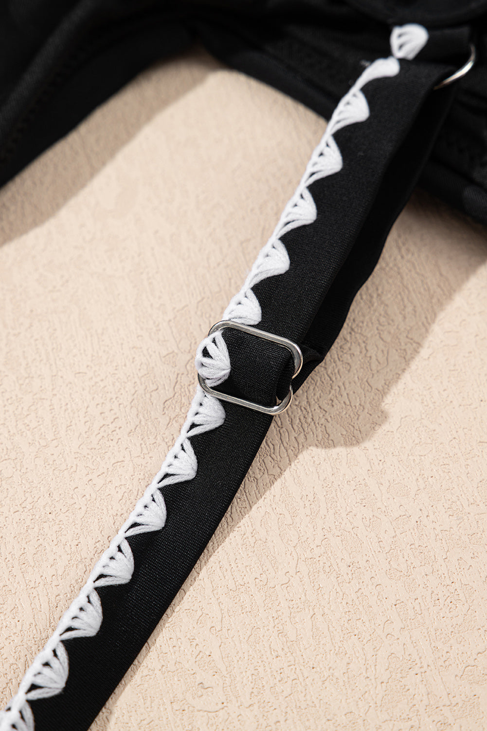 Ric Rac Trim Contrasted Patchwork Cutout One Piece Swimsuit