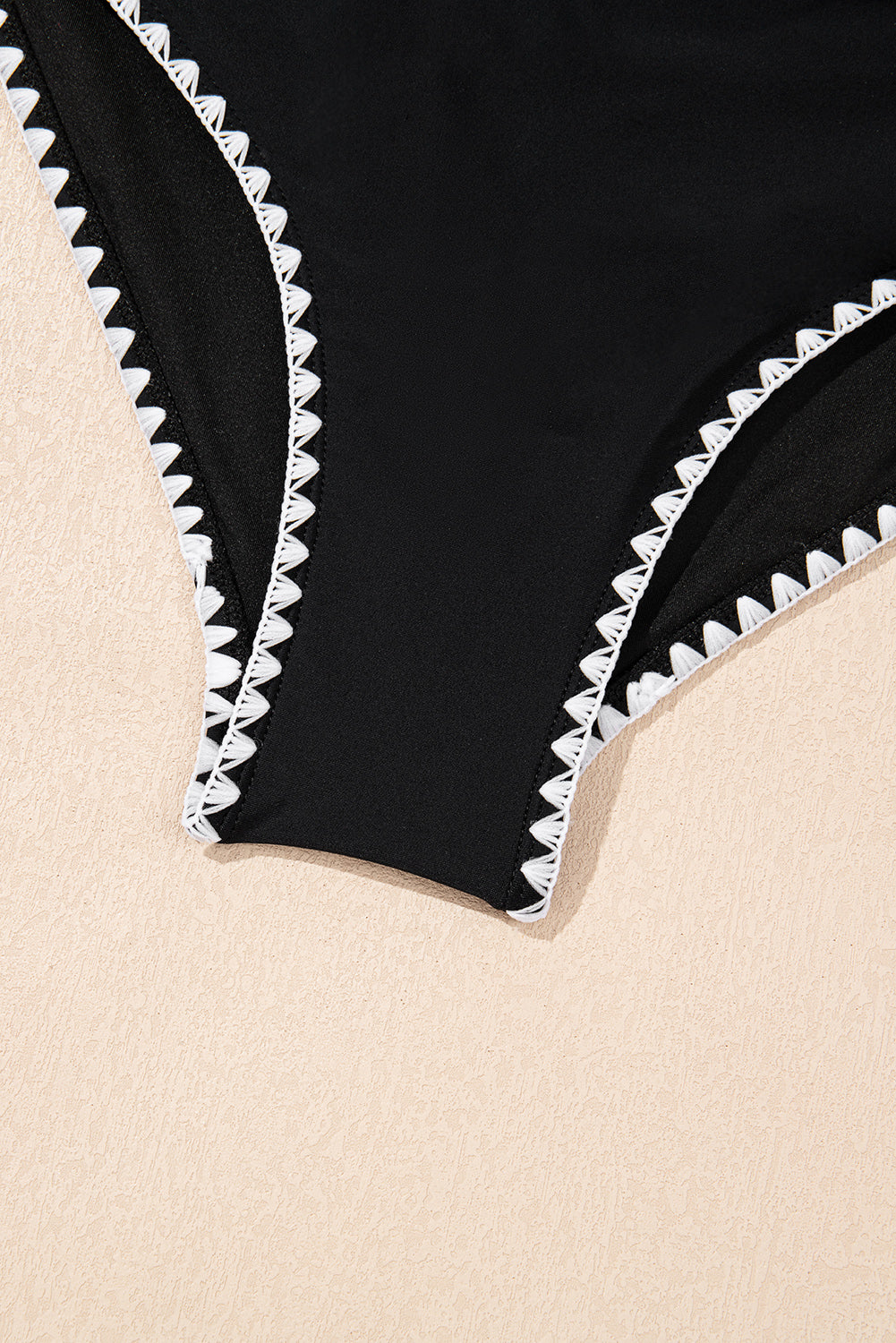 Ric Rac Trim Contrasted Patchwork Cutout One Piece Swimsuit