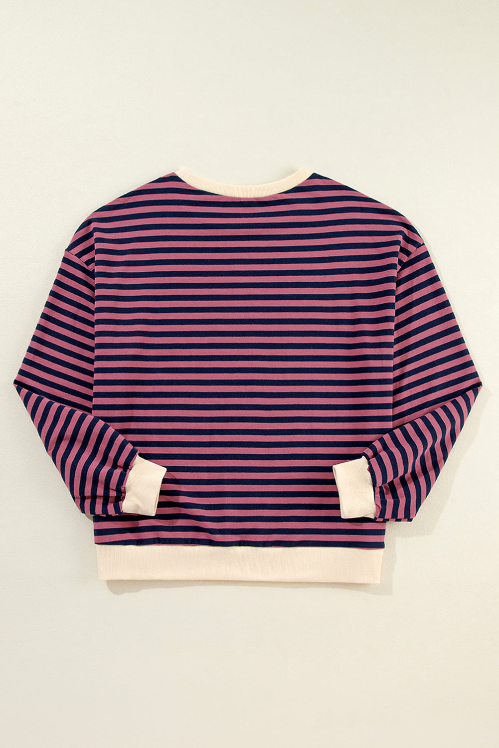 Black Stripe Oversized Contrast Trim Pullover Sweatshirt