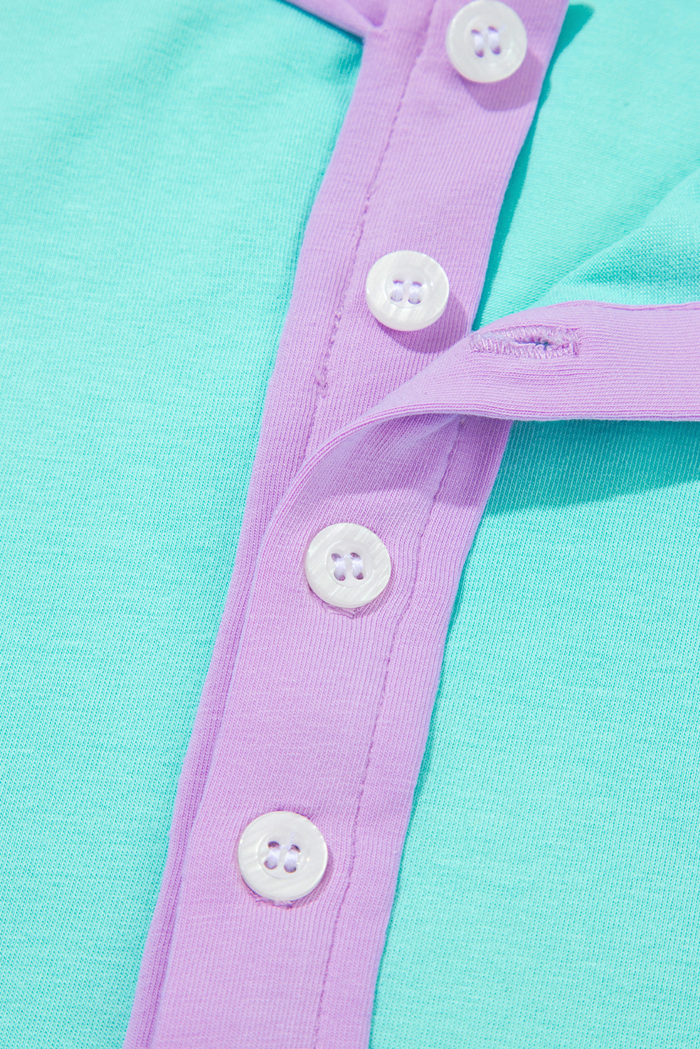 Solid Color Half Sleeve Buttons Henley Top