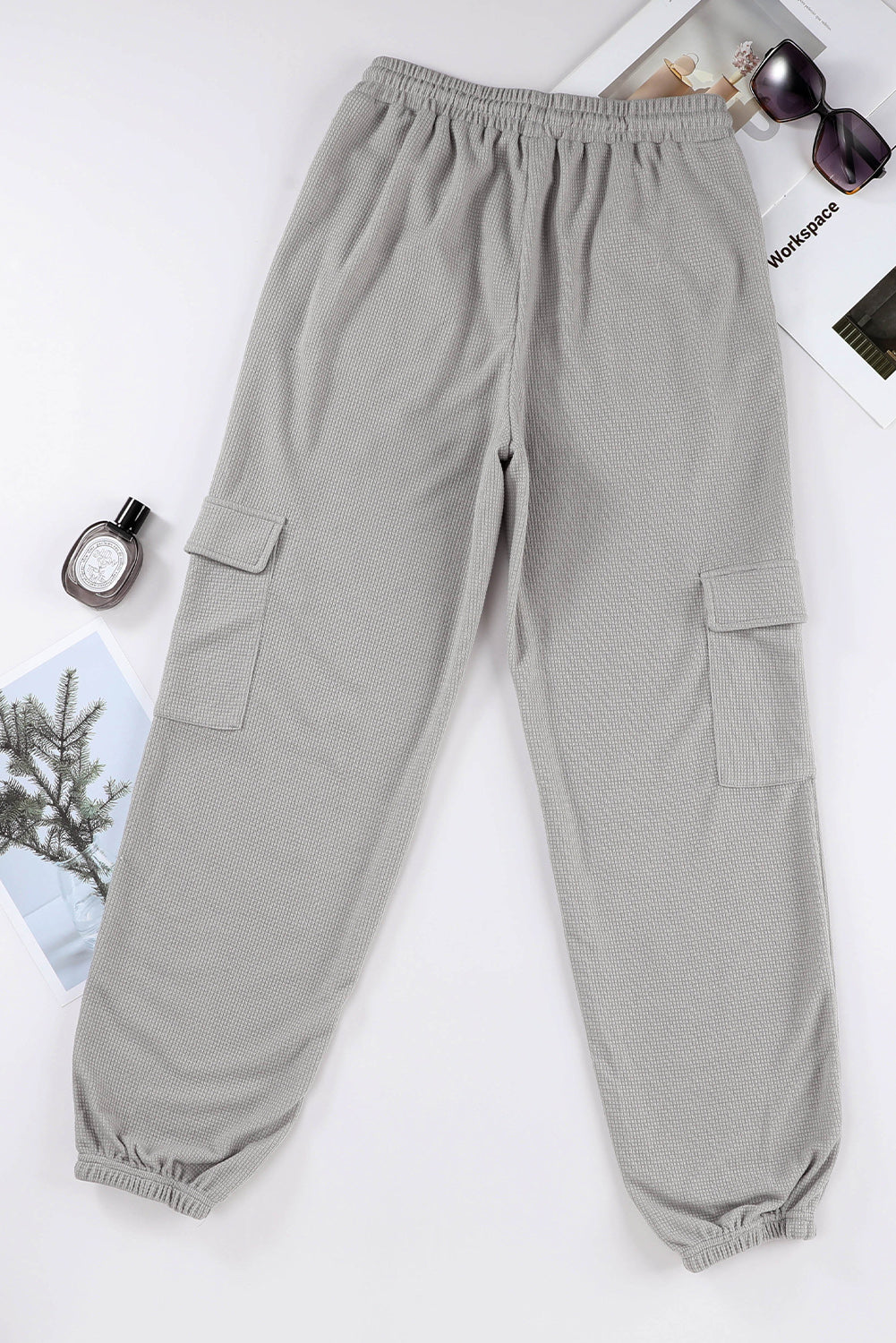 Waffle Texture Cargo Pocket Jogger Pants